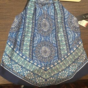 BCX Vibrant Blue Patterned Blouse